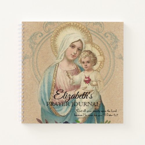 Religious Blessed Virgin Mary Jesus Vintage Notebook