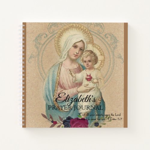 Religious Blessed Virgin Mary Jesus Vintage Notebook