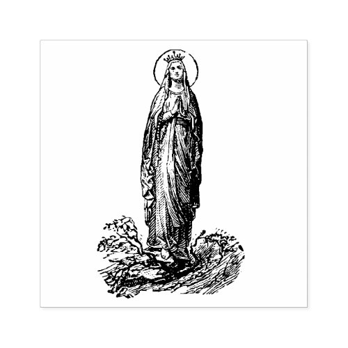 Religious Blessed Virgin Mary Lourdes Rubber Stamp