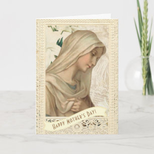 Religious Blessed Virgin Mary Mother's Day Vintage Card