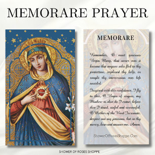 Religious Blessed Virgin Mary Vintage Memorare Place Card