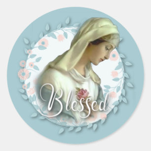 Religious Blessed Virgin Mother Mary Vintage Classic Round Sticker