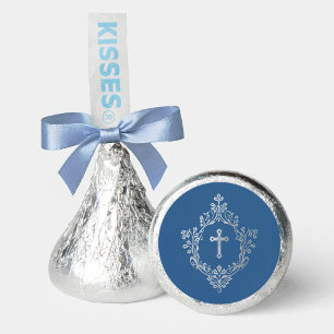 Religious Blue Faux Silver Cross in Crest Vintage Hershey®'s Kisses®