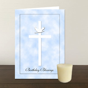 Religious Brithday Card - Cross & Dove