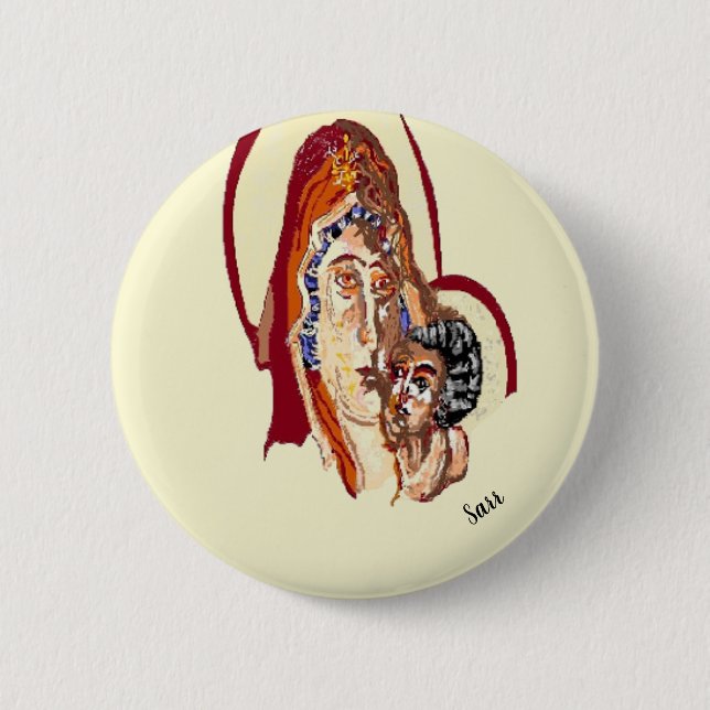 Religious Button : Virgin Mary With The Lord Jesus (Front)