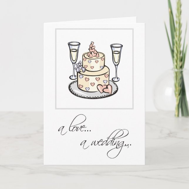 Religious Cake Glasses Wedding Congratulation Card (Front)