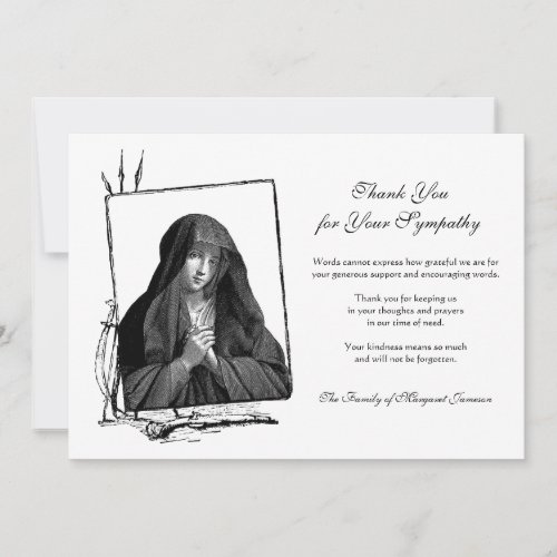 Religious Catholic Blessed Virgin Mary Condolence Thank You Card