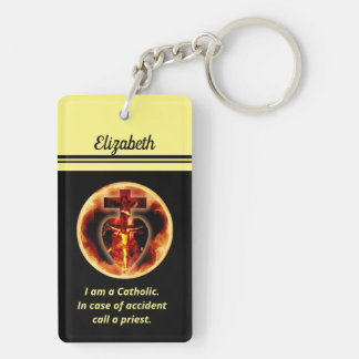 Religious Catholic Call a Priest Crucifix Keychain