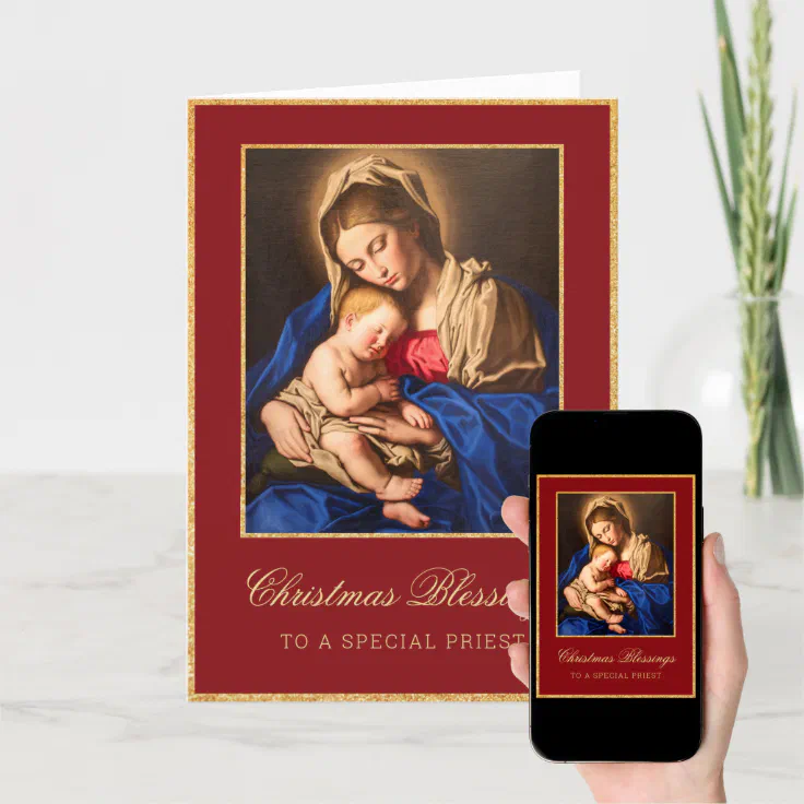 Religious Catholic Christmas Card for Priest | Zazzle