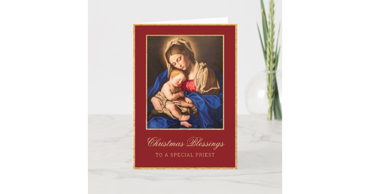 Religious Catholic Christmas Card for Priest | Zazzle