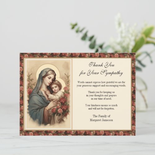 Religious Catholic Condolence Jesus Funeral Thank  Thank You Card