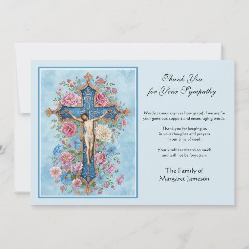 Religious Catholic Condolence Jesus Funeral Thank You Card