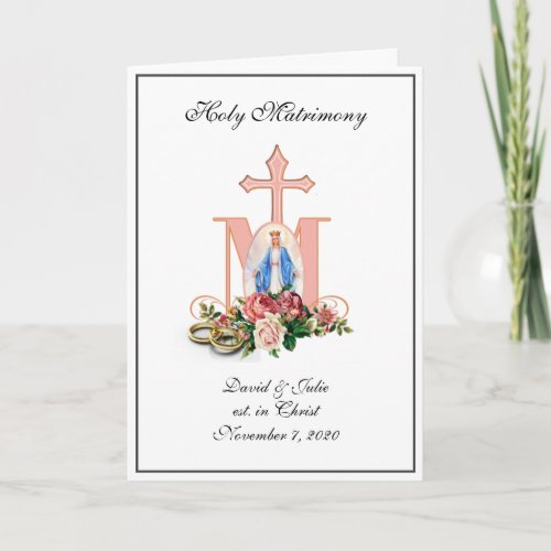 Religious Catholic Floral Wedding Elegant Invitation