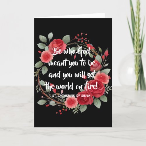 Religious Catholic Graduation Quote Red Roses Card