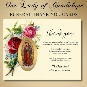Religious Catholic Guadalupe Condolence Thank You Card
