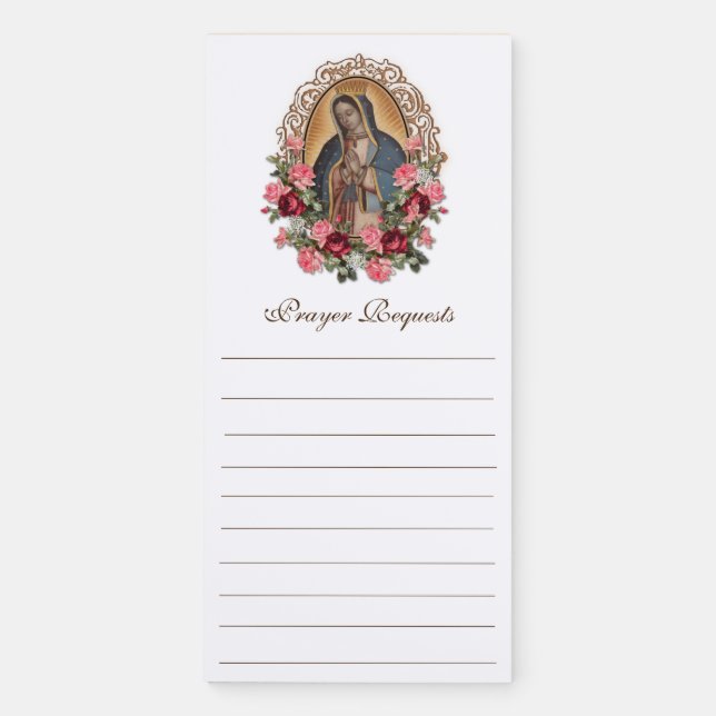 Religious Catholic Guadalupe Virgin Mary Prayer Magnetic Notepad (Front)