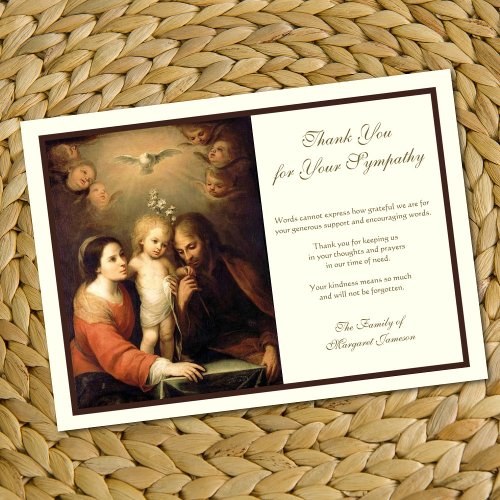 Religious Catholic Holy Family Condolence  Thank You Card