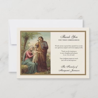 Religious Catholic Holy Family Jesus Condolence  Thank You Card