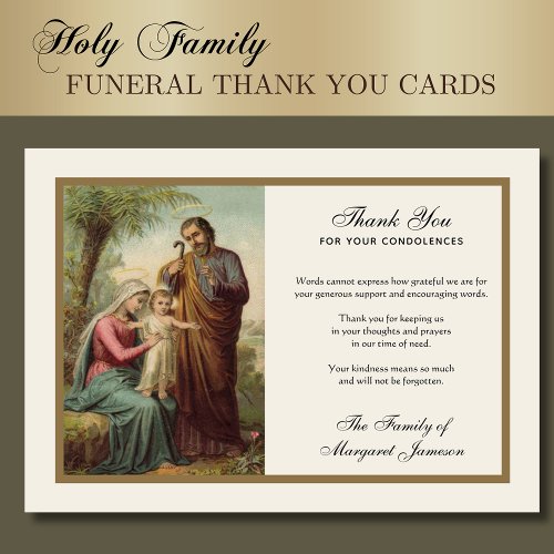 Religious Catholic Holy Family Jesus Condolence  Thank You Card