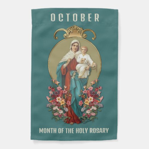 Religious Catholic Holy Rosary Mary Jesus Garden Flag