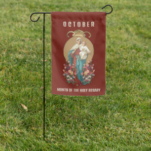 Religious Catholic Holy Rosary Mary Jesus Garden Flag