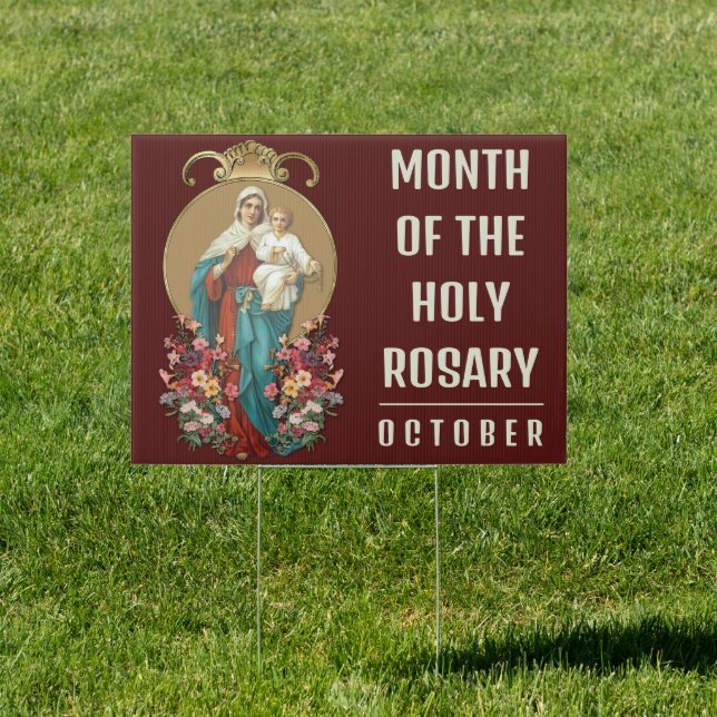 Religious Catholic Holy Rosary Mary Jesus Sign (Insitu)