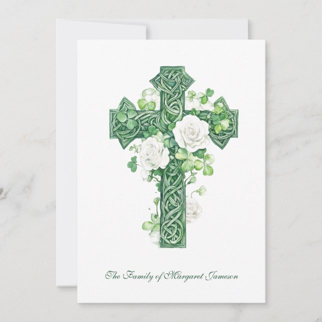 Religious Catholic Irish Celtic Cross Condolence  Thank You Card (Front)