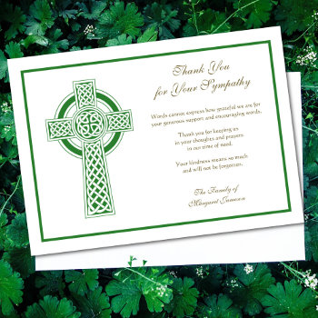 Religious Catholic Irish Celtic Cross Condolence  Thank You Card by ShowerOfRoses at Zazzle