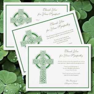 Religious Catholic Irish Celtic Cross Condolence  Thank You Card
