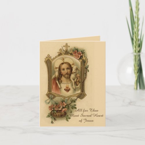 Religious Catholic Jesus Sacred Heart Traditional Thank You Card