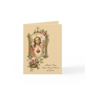 Religious Catholic Jesus Sacred Heart Traditional Thank You Card