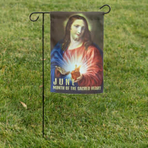 Religious Catholic June Sacred Heart Jesus Garden Flag