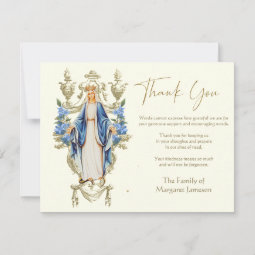 Religious Catholic Mary Funeral Memorial Service Thank You Card | Zazzle