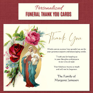 Religious Catholic Mary Jesus Condolence Thank You Card