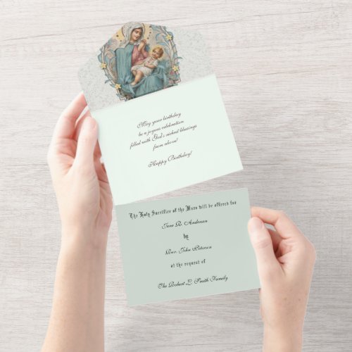 Religious Catholic Mass Offering Virgin Mary  All  All In One Invitation