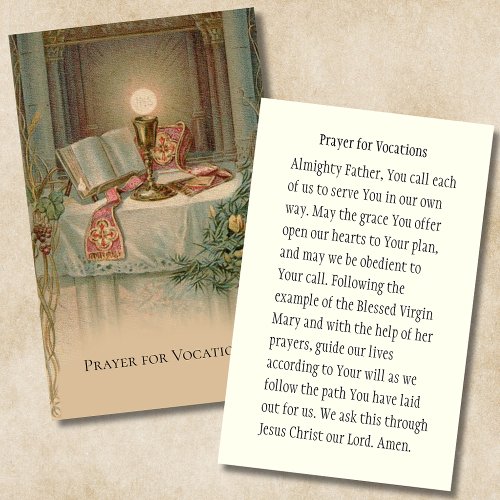 Religious Catholic Prayer for Vocations Holy Card