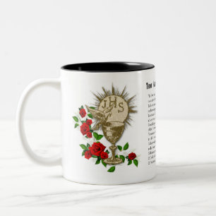 Religious Catholic Priest Red Roses Holy Spirit Two-Tone Coffee Mug