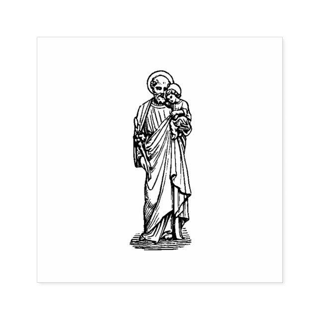 Religious Catholic Saint Joseph and Child Jesus Rubber Stamp (Imprint)