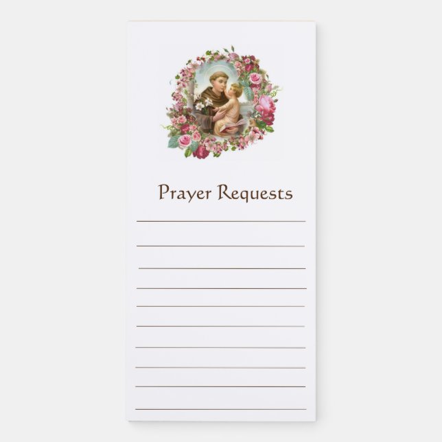 Religious Catholic St. Anthony Prayer Request List Magnetic Notepad (Front)