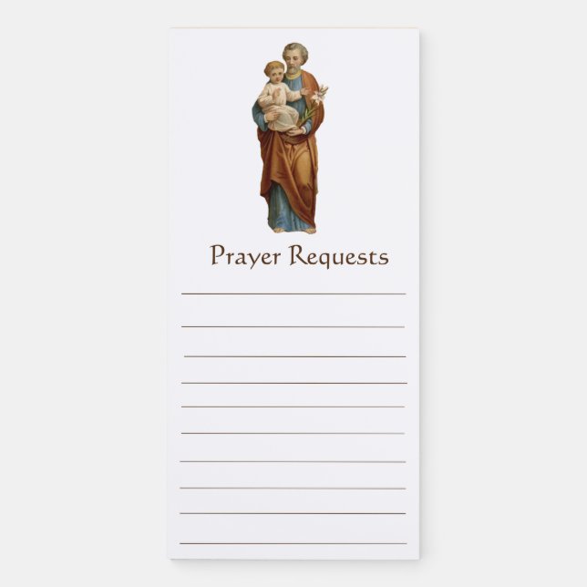 Religious Catholic St. Joseph Prayer Request List Magnetic Notepad (Front)