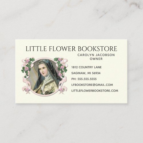 Religious Catholic St Therese Little Flower Roses Business Card