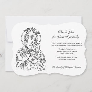Religious Catholic Virgin & Child Condolence Thank You Card