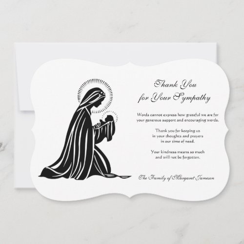 Religious Catholic Virgin  Child Condolence Thank You Card