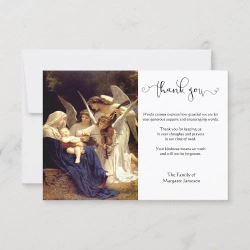 Religious Catholic Virgin Mary Condolence Angels Thank You Card