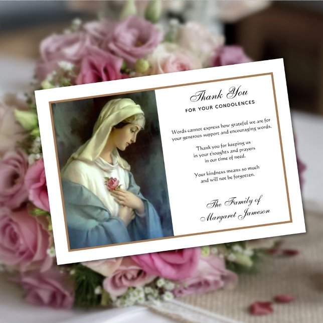 Religious Catholic Virgin Mary Condolence Thank Yo You Card (Creator Uploaded)