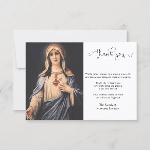 Religious Catholic Virgin Mary Condolence Thank You Card