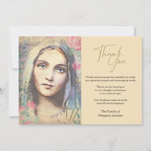 Religious Catholic Virgin Mary Condolence  Thank You Card