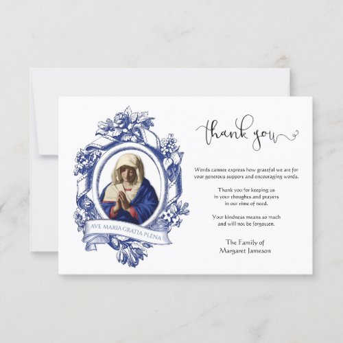 Religious Catholic Virgin Mary Condolence Thank You Card