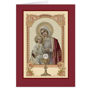 Religious Catholic Virgin Mary Eucharist Prayer Cards