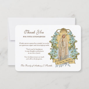 Religious Catholic Virgin Mary Floral Condolence T Thank You Card